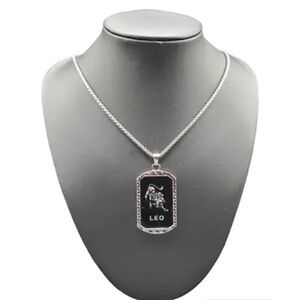 Stainless steel Silver Leo Zodiac Pendant Necklace unisex